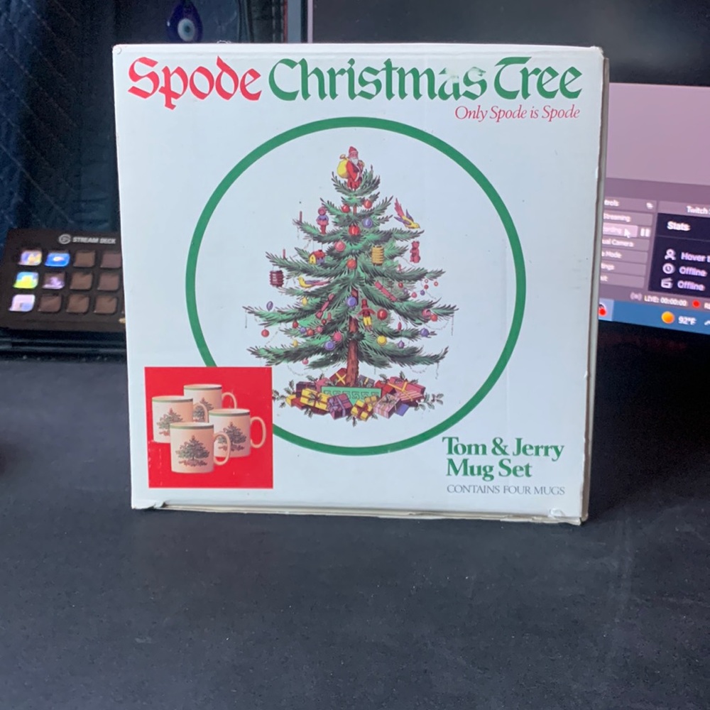 four set vintage spode christmas mugs